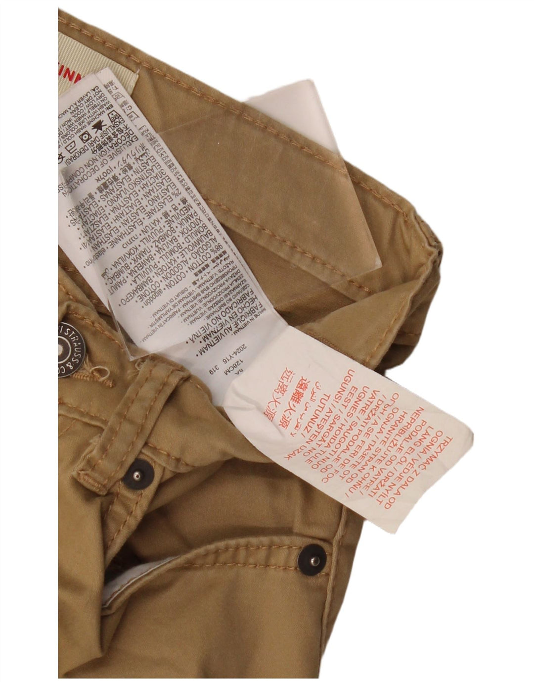 LEVI'S Jungen 510 Skinny Freizeithose 7–8 Jahre W24 L23 Beige Baumwolle