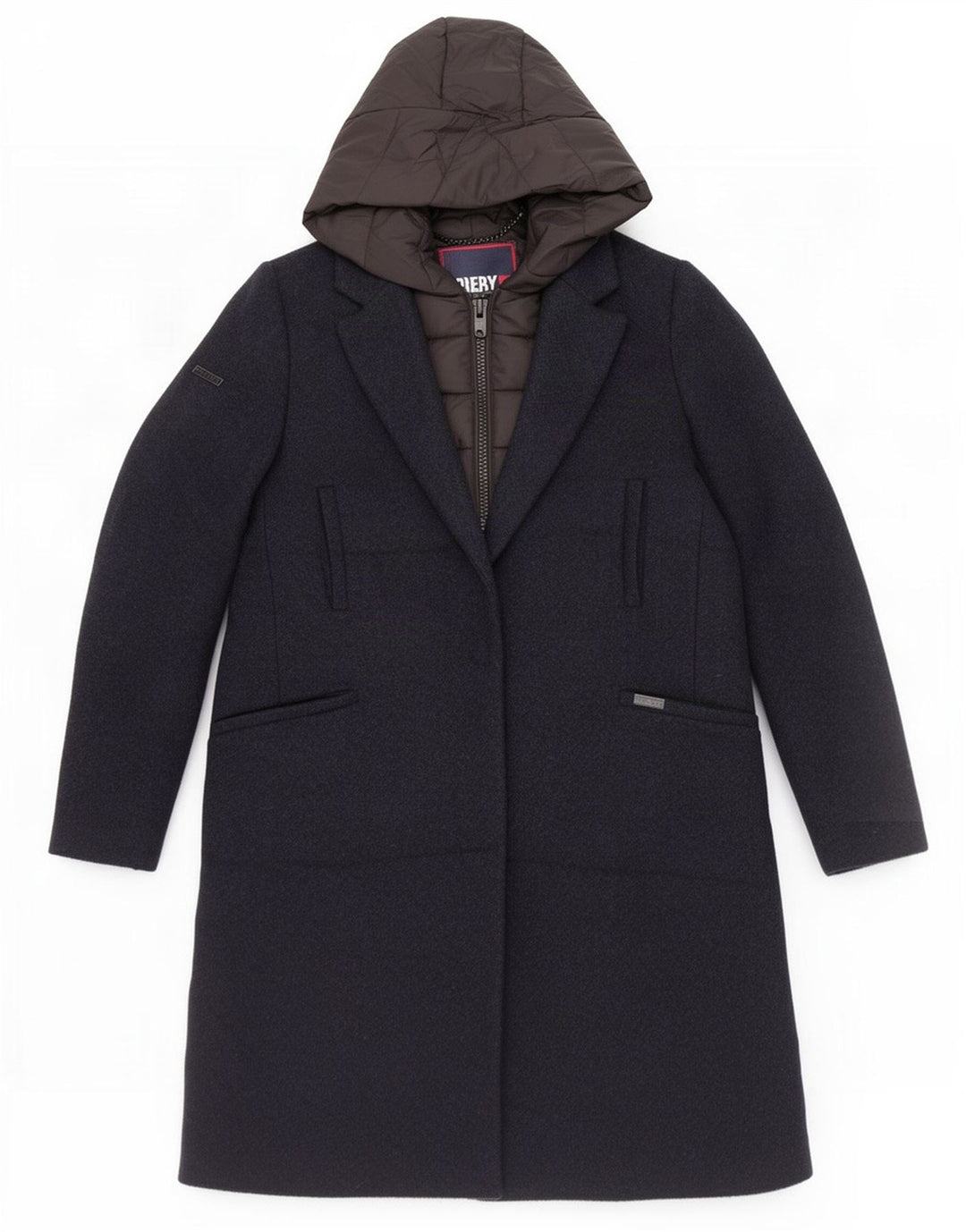 Superdry Wattierter Mantel mit Kapuze für Damen, UK 10, Größe S, Marineblau, Polyester