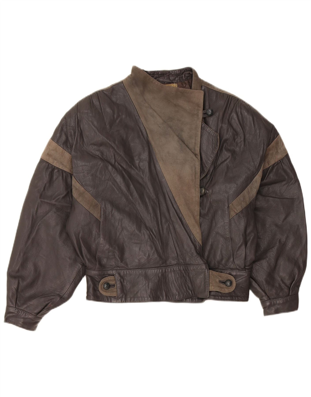 Lavorazione Artigiana Damenjacke IT 44 Mittelgraues Colourblock-Leder