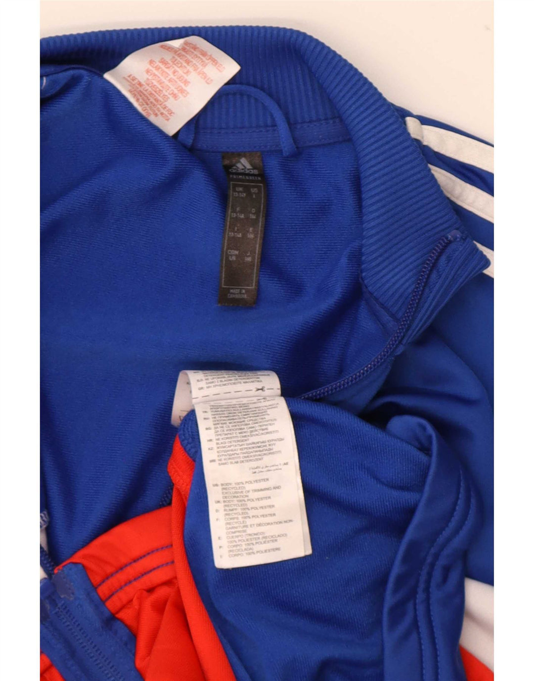 Adidas Jungen-Trainingsanzug-Top-Jacke, 13–14 Jahre, blaues Colourblock-Polyester