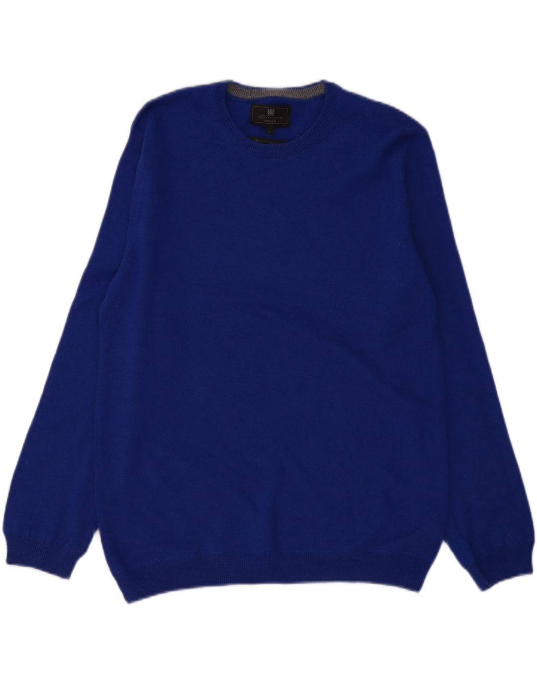Marks & Spencer Herren-Pullover mit Rundhalsausschnitt, Größe L, aus blauer Wolle