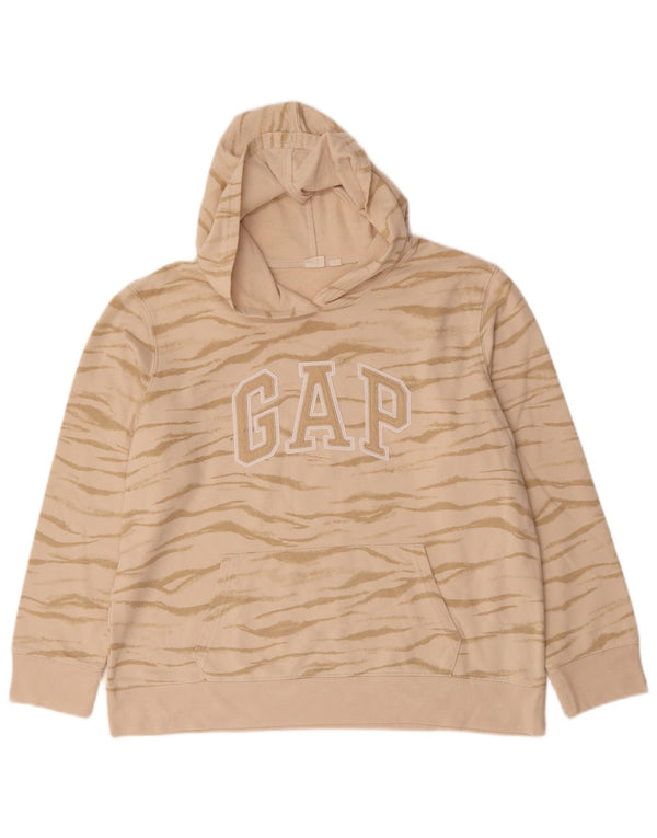 Gap Damen-Pullover mit grafischem Kapuzenpullover, Gr. 44, Größe L, Beige, Baumwolle mit Animal-Print