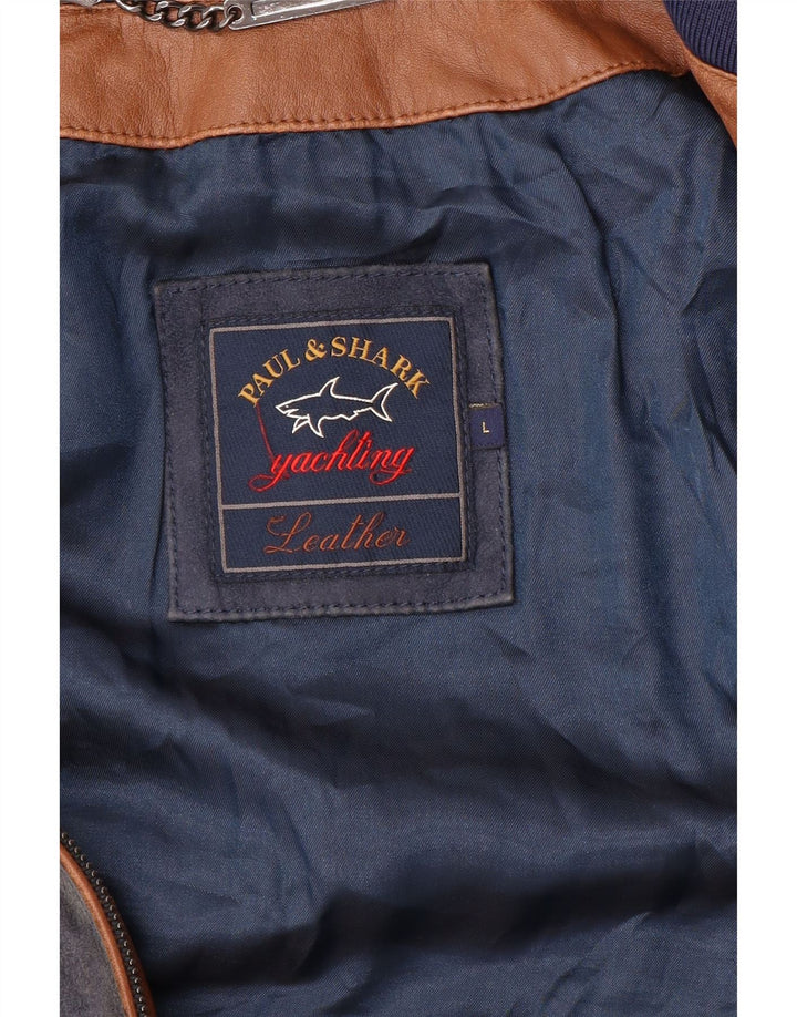 Paul & Shark Herren Wildleder Bomberjacke UK 40 Großes marineblaues Leder