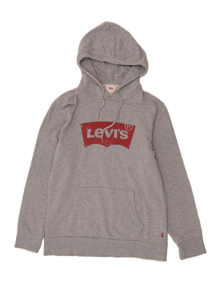 LEVI'S Mens Graphic Hoodie Jumper Medium Grey Cotton Vintage Levi's and Second-Hand Levi's from Messina Hembry 