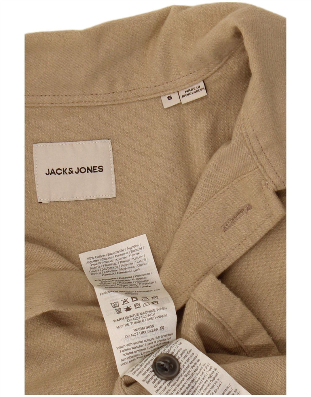 JACK & JONES Herren Flanellhemd Small Beige Baumwolle
