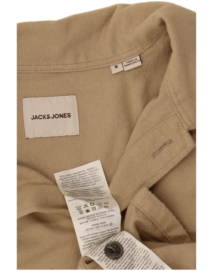 JACK & JONES Herren Flanellhemd Small Beige Baumwolle