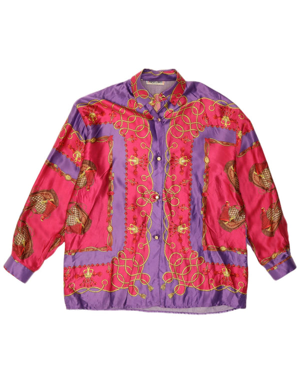 Enara Camice Damen-Hemdbluse mit abstraktem Muster, UK 18, XL, Rosa, Farbblock