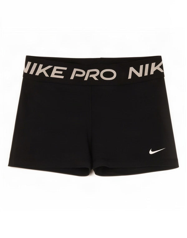 Nike Damen Dri Fit Graphic Sport Shorts UK 8 Small Schwarz Polyester