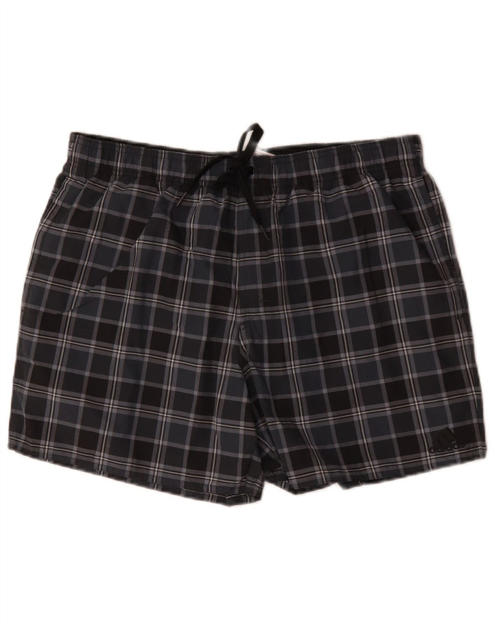 Adidas Herren-Badeshorts, groß, schwarz, kariert, Polyester
