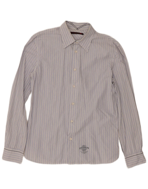Levi's Mens Shirt Medium Blue Striped Cotton