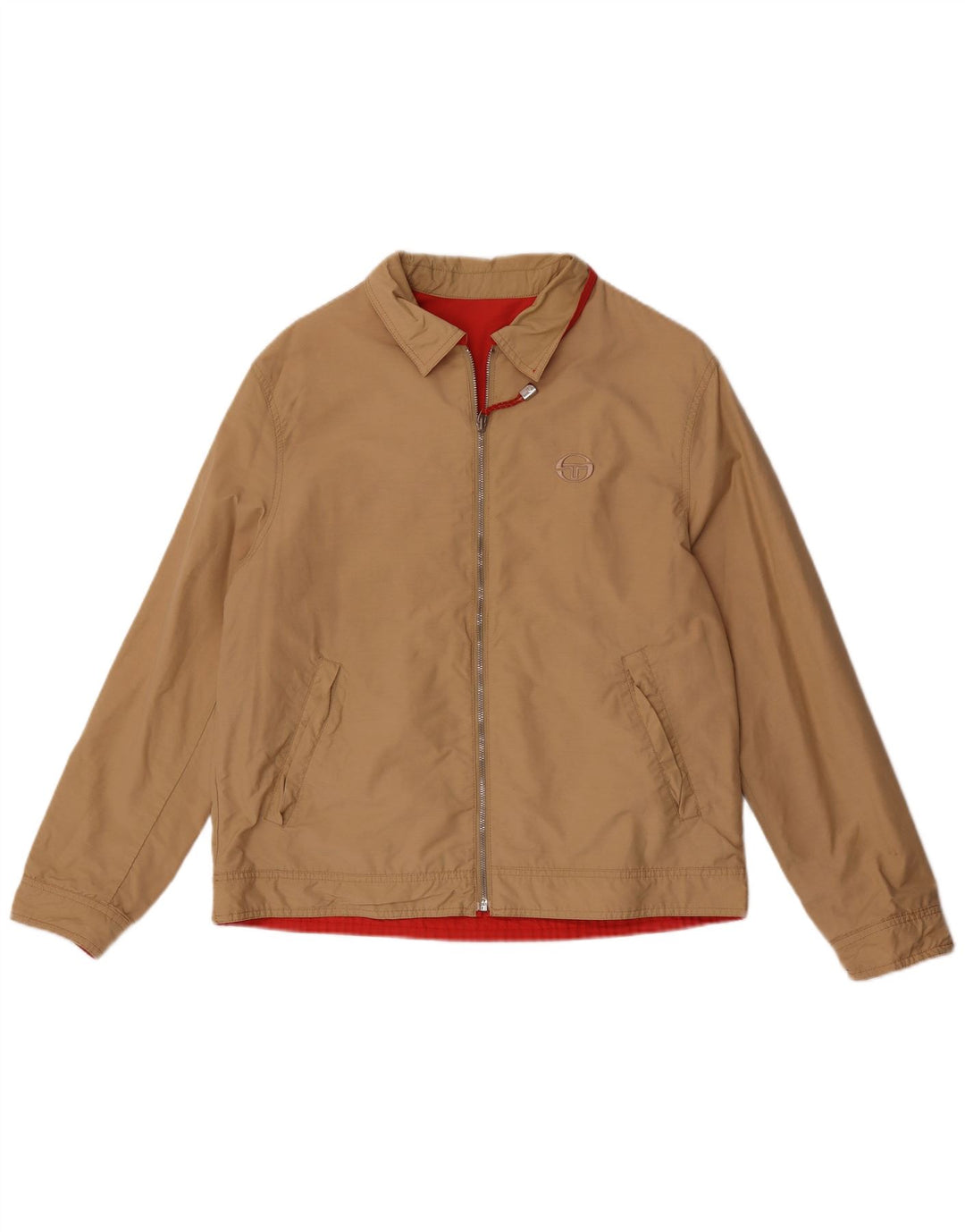 Sergio Tacchini Herren Wendejacke UK 38 Mittelbeige Baumwolle