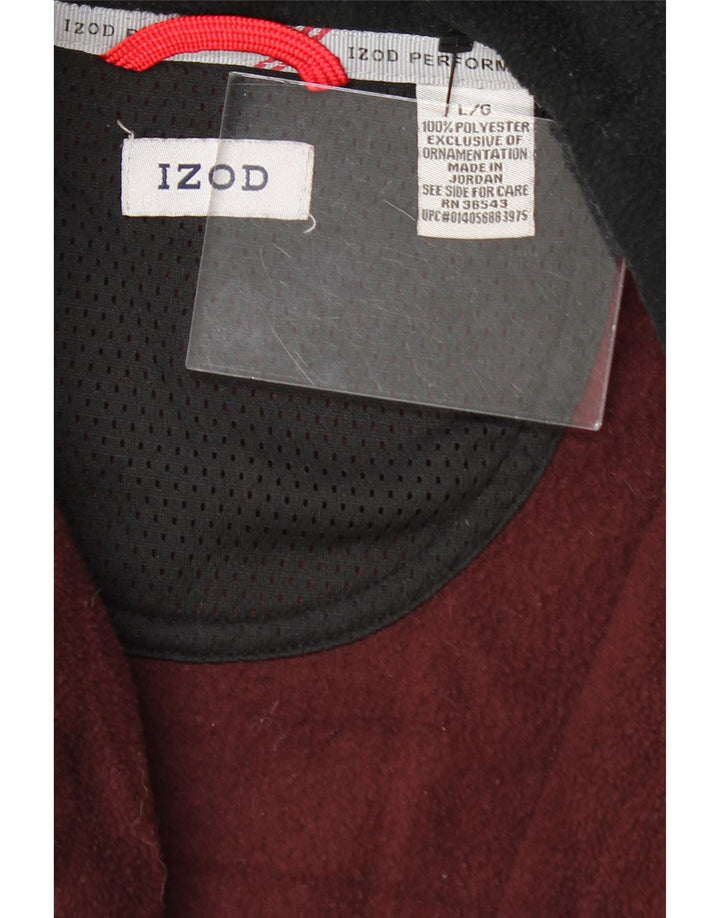 IZOD Mens Fleece Jacket UK 40 Large Burgundy Colourblock Polyester Vintage Izod and Second-Hand Izod from Messina Hembry 