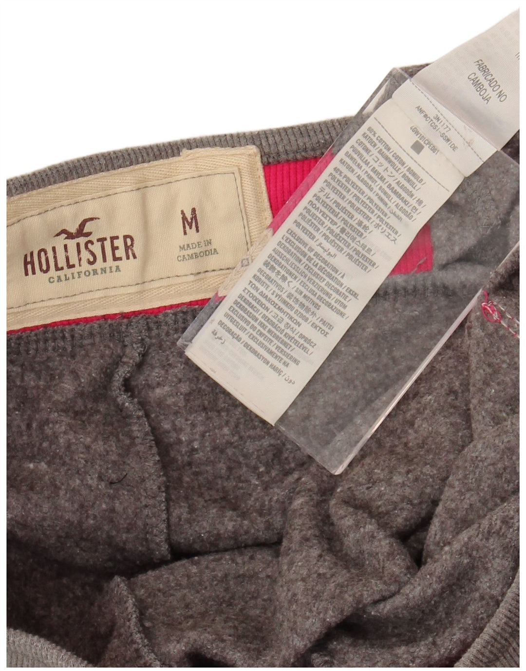 HOLLISTER Damen-Trainingshose mit Grafik, UK 14, mittelgraue Baumwolle