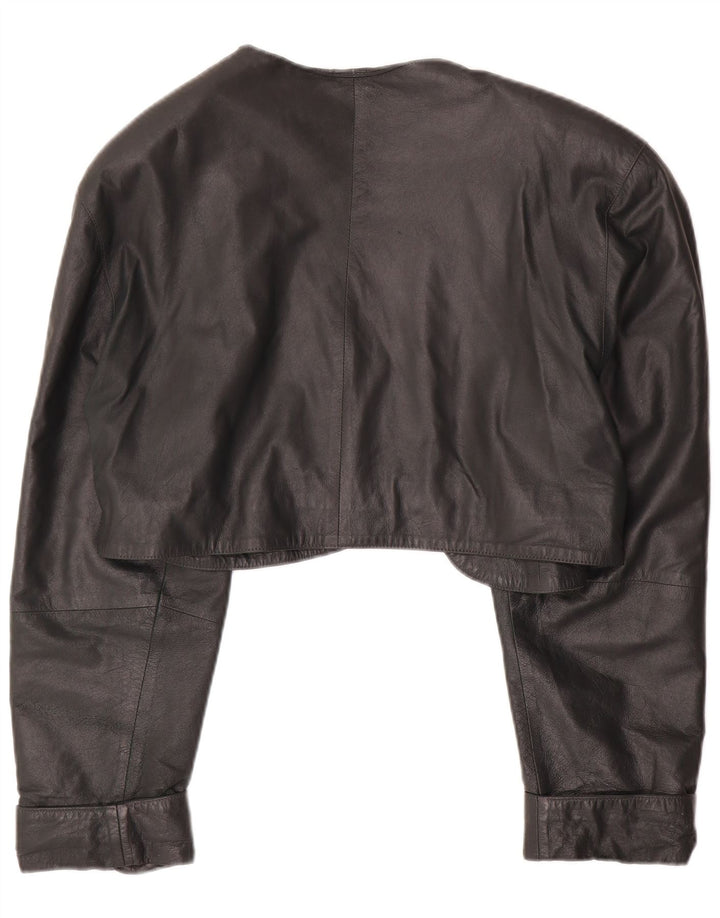VINTAGE Damen Leder Bolero Jacke UK 14 Mittelgrün