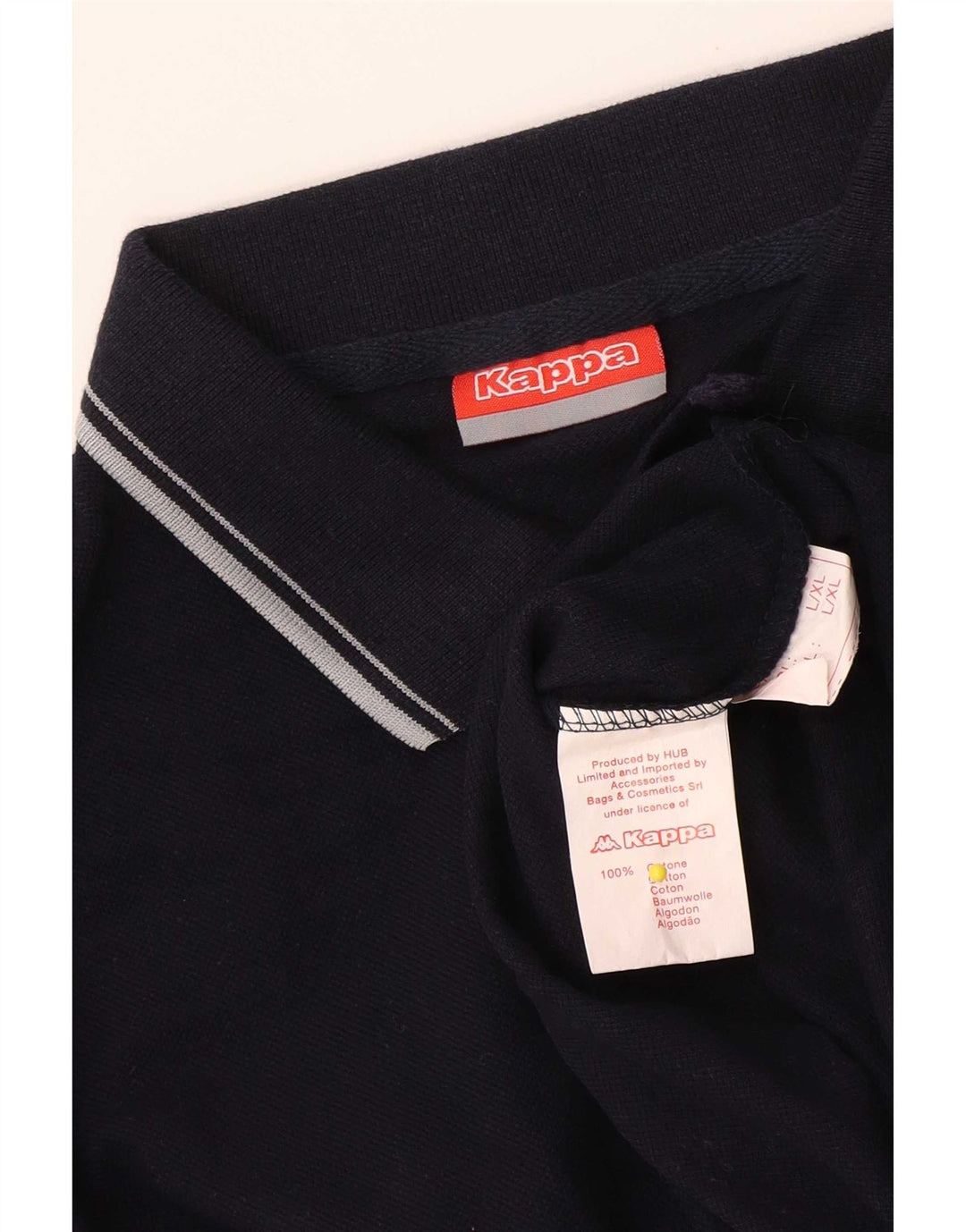 Kappa Herren-Poloshirt, groß, marineblau, gestreift, Baumwolle