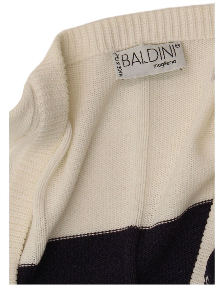 Baldini Damen-Cardigan-Pullover UK 16 Large Weiß gestreift