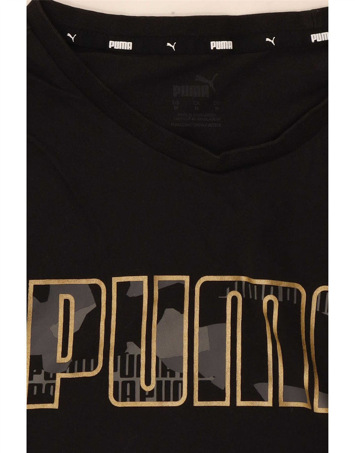 Puma Damen Graphic T-Shirt Top UK 14 Medium Schwarz