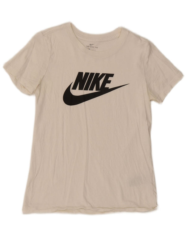 Nike Damen Grafik-T-Shirt Top UK 6 XS Weiße Baumwolle