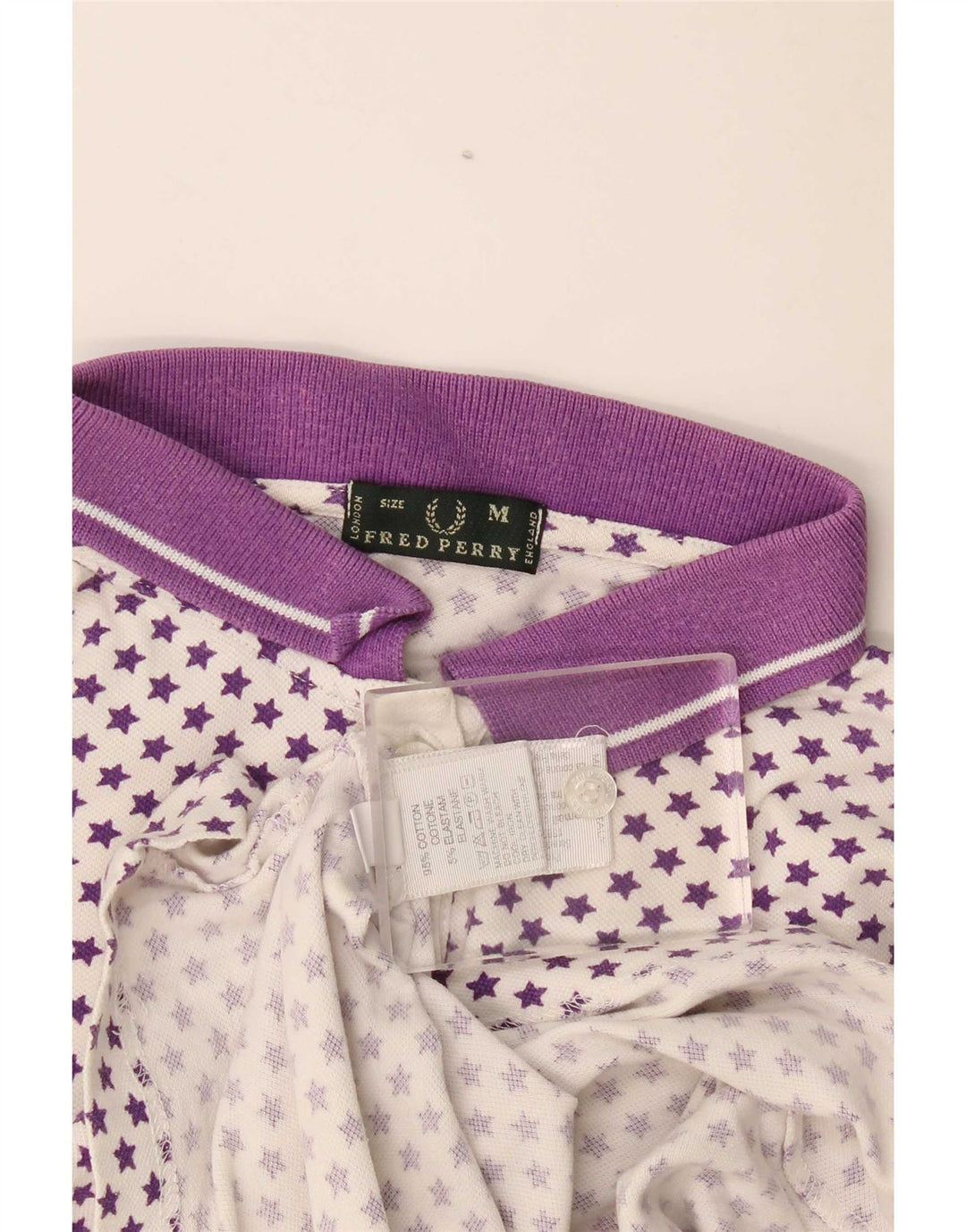 Fred Perry Damen Poloshirt UK 12 Mittelweiß gepunktete Baumwolle