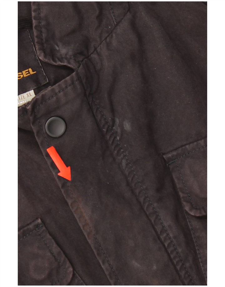 Diesel Damen Utility-Jacke UK 18 XL Schwarz Baumwolle