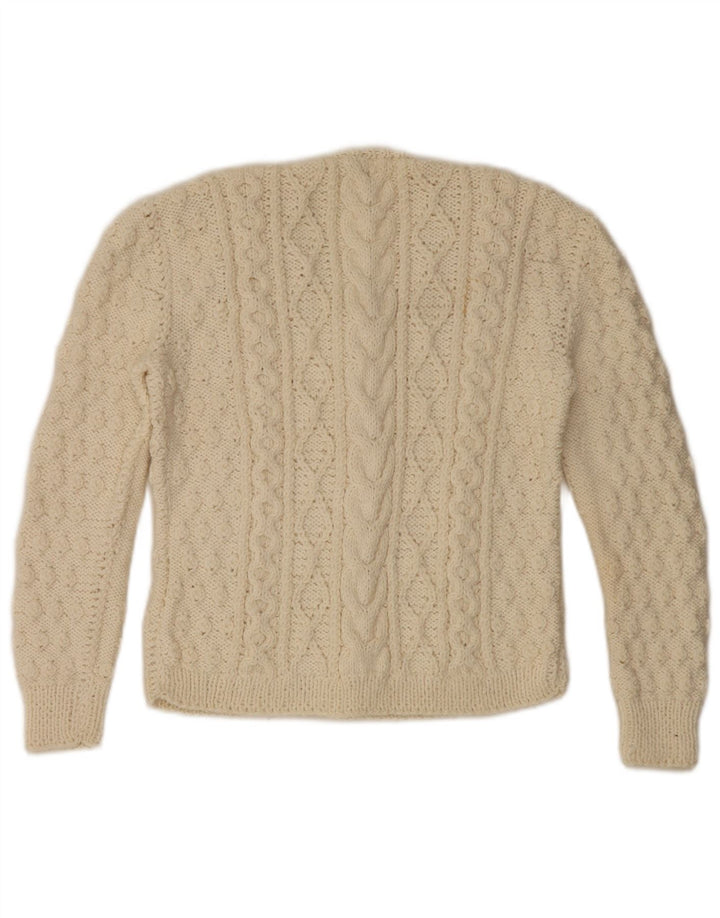 Vintage Damen Cardigan Pullover UK 10 Small Off White