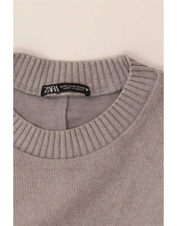 Zara Damen-Blusenoberteil mit lockerer Passform, UK 14, Mittelgrau