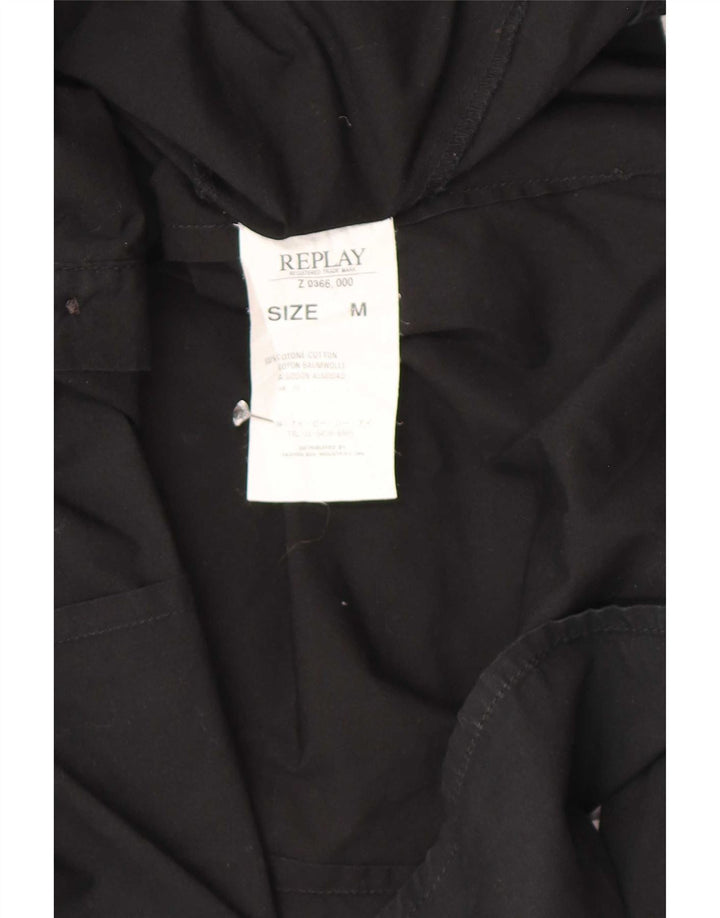 Replay Womens Graphic Shirt UK 14 Mittelschwarze Baumwolle