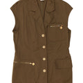 MONDI Damen-Blazer, ärmellos, 4 Knöpfe, EU 38, mittlere Khaki-Baumwolle