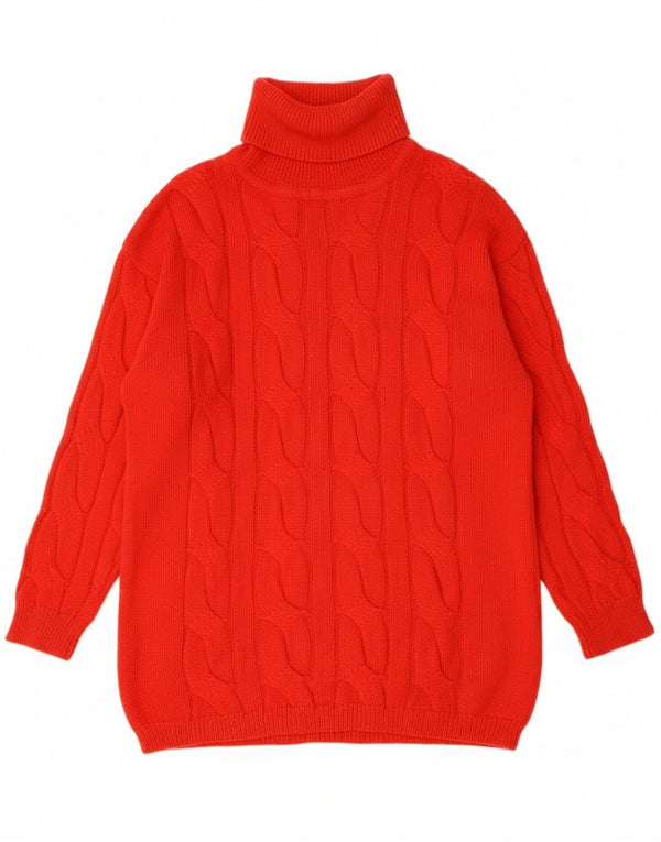 Vintage Damen Rollkragenpullover Pullover UK 16 Groß Rot