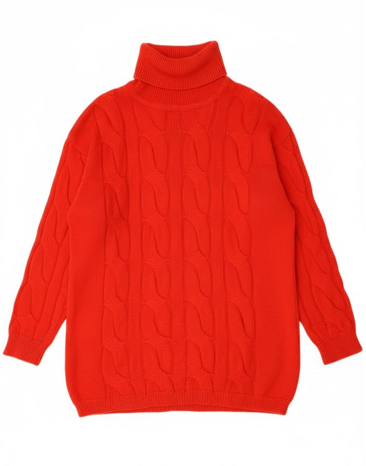 Vintage Damen Rollkragenpullover Pullover UK 16 Groß Rot