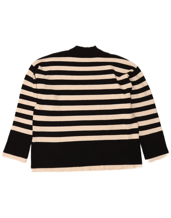 Zara Damen-Pullover mit Rundhalsausschnitt, Gr. 16, groß, schwarz gestreift, Viskose