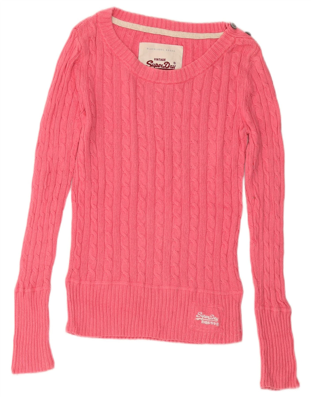 Superdry Damen-Pullover mit U-Boot-Ausschnitt, Gr. 10, Größe S, Rosa, Baumwolle