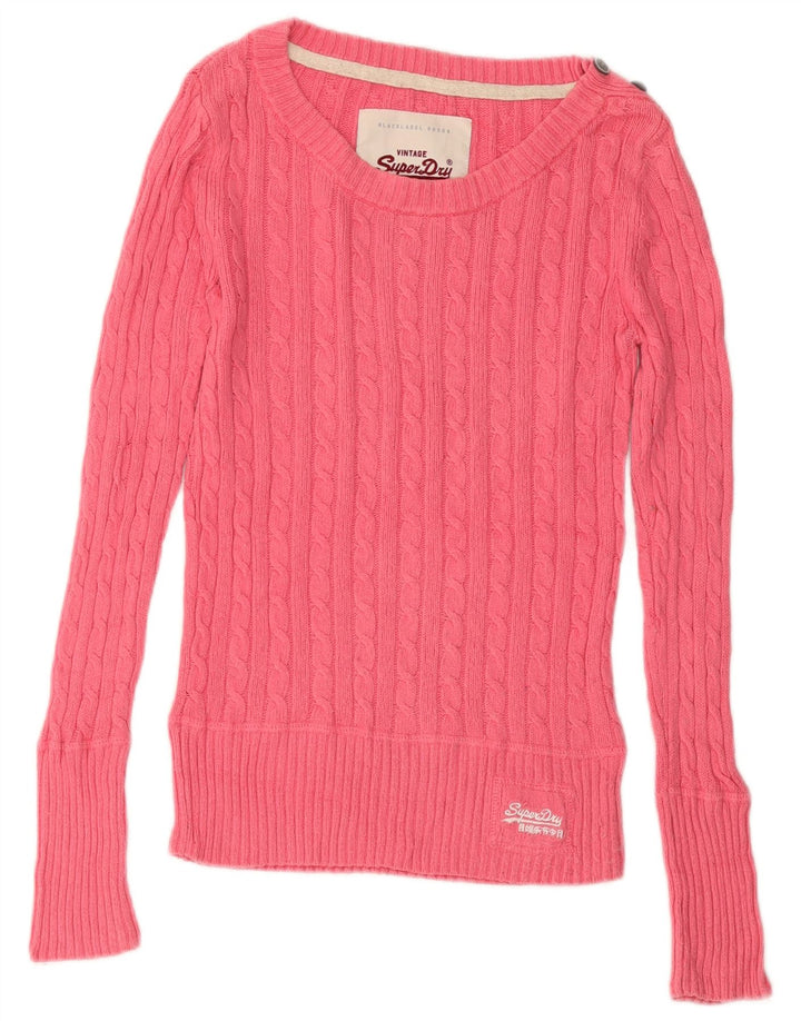 Superdry Damen-Pullover mit U-Boot-Ausschnitt, Gr. 10, Größe S, Rosa, Baumwolle