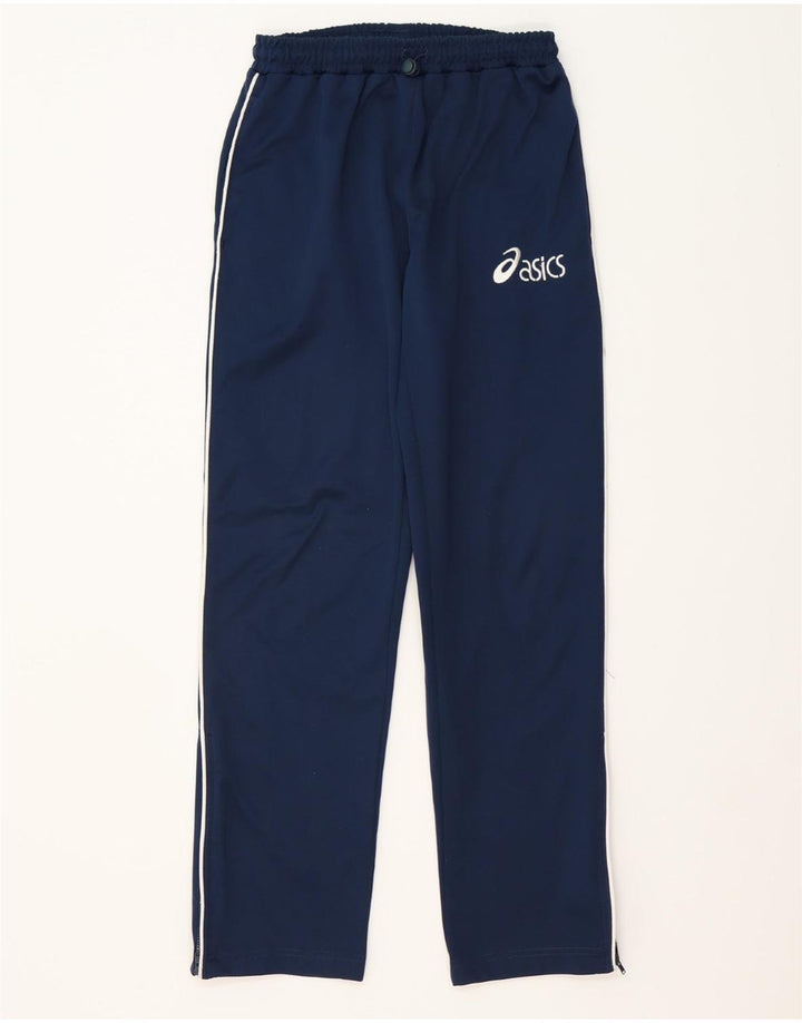 ASICS Mens Graphic Tracksuit Trousers Small  Navy Blue Polyester Vintage Asics and Second-Hand Asics from Messina Hembry 