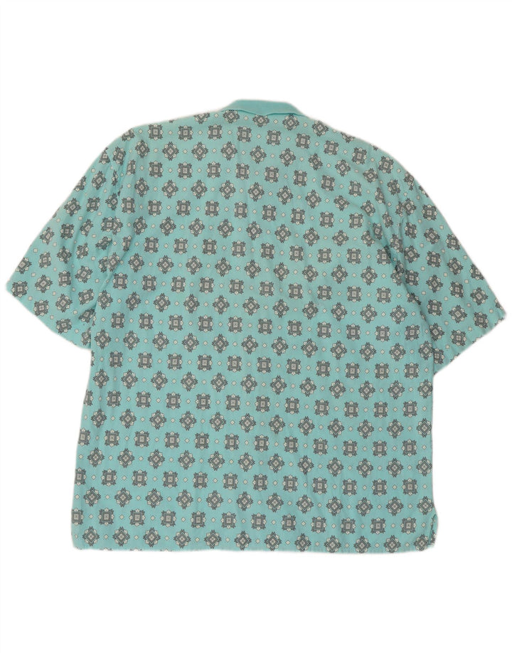 Vintage Herren Kurzarmshirt Groß Türkis Geometrisch