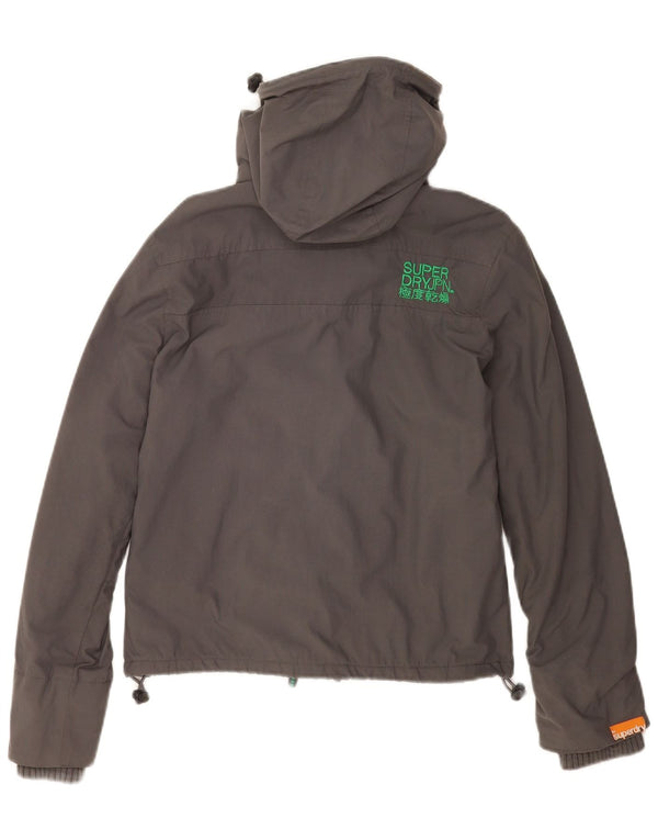 Superdry Damen-Windbreakerjacke mit Kapuze, UK 10, Größe S, graues Nylon