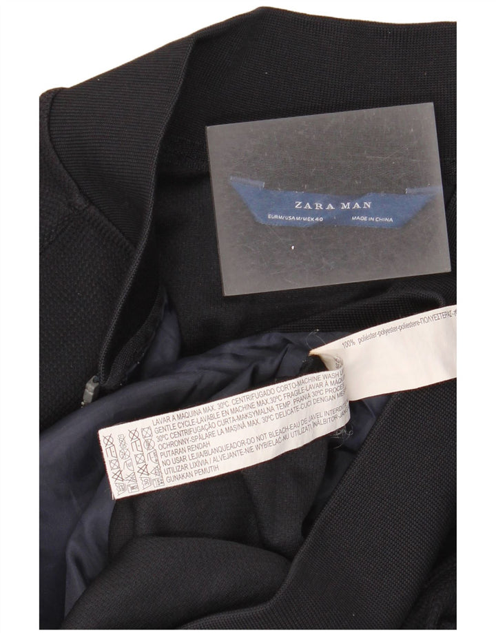 Zara Herren-Trainingsanzug-Top-Jacke aus mittelschwarzem Polyester