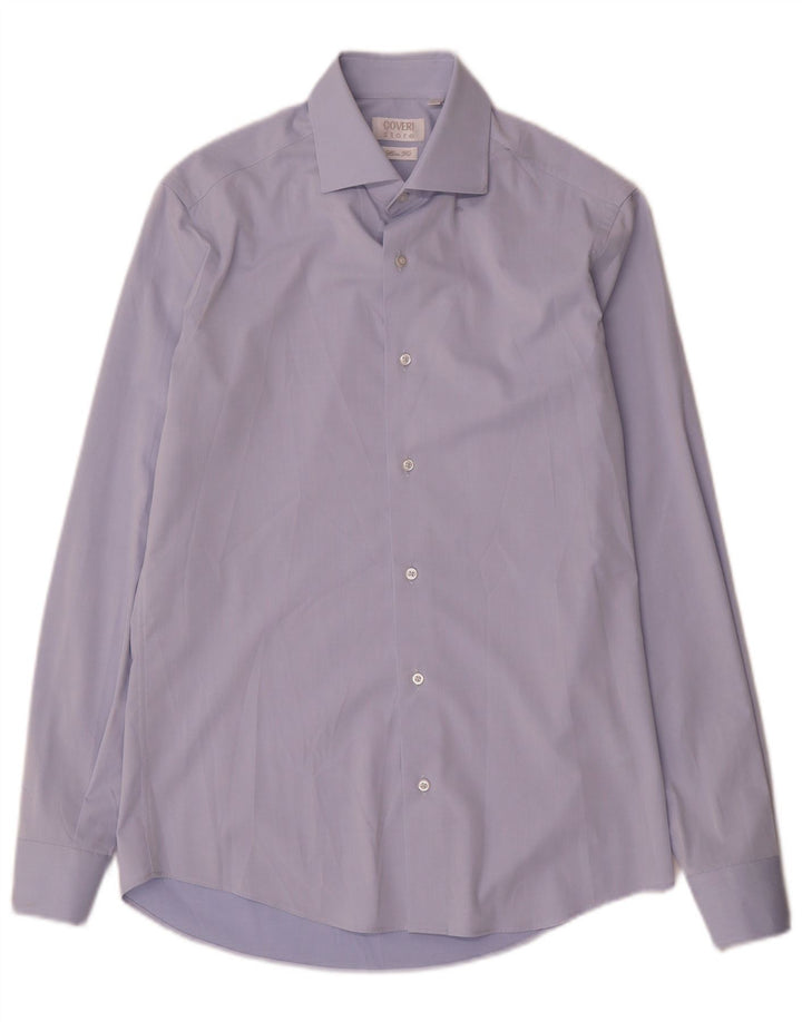 Coveri Slim-Fit-Hemd für Herren, Größe 38 15, mittelblaue Mikrofasern