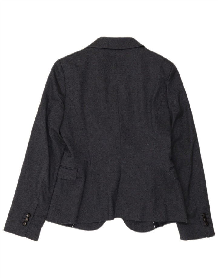 Zara Damen 1-Knopf-Blazerjacke UK 12 Mittelmarineblaues Polyester