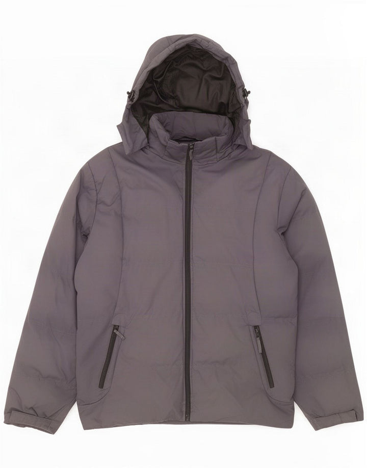 MC Kee's gepolsterte Herrenjacke mit Kapuze, UK 40, großes graues Polyester