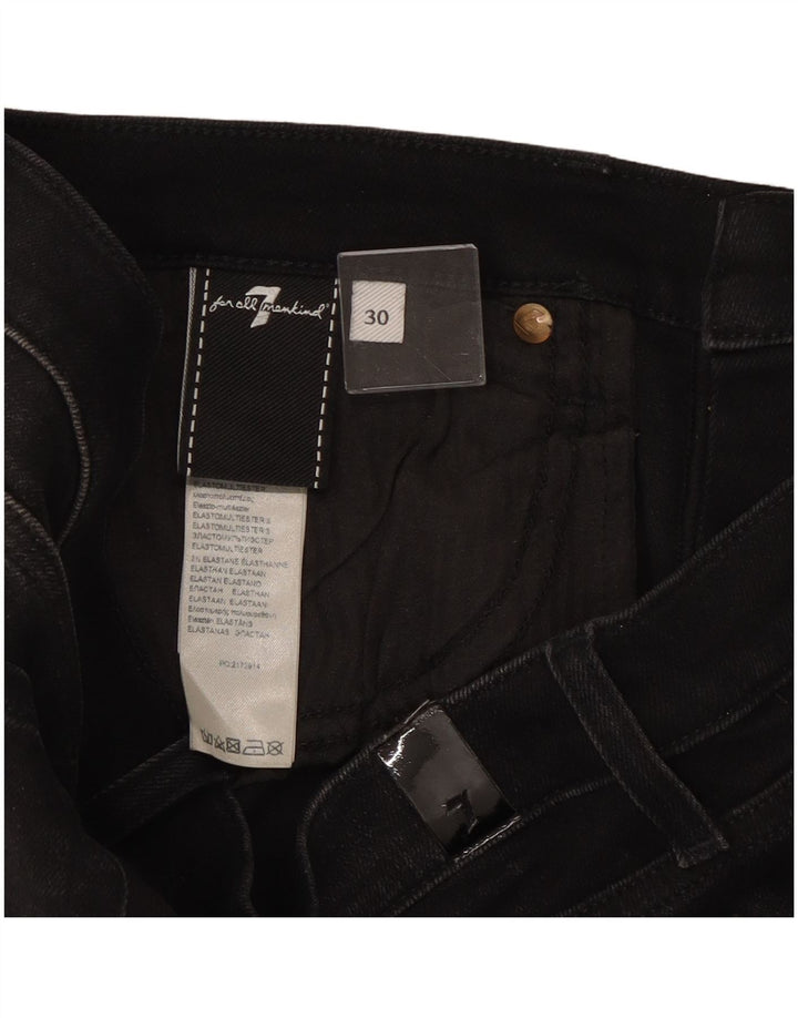 7 For All Mankind Damen Slim Jeans W30 L27 Schwarze Baumwolle