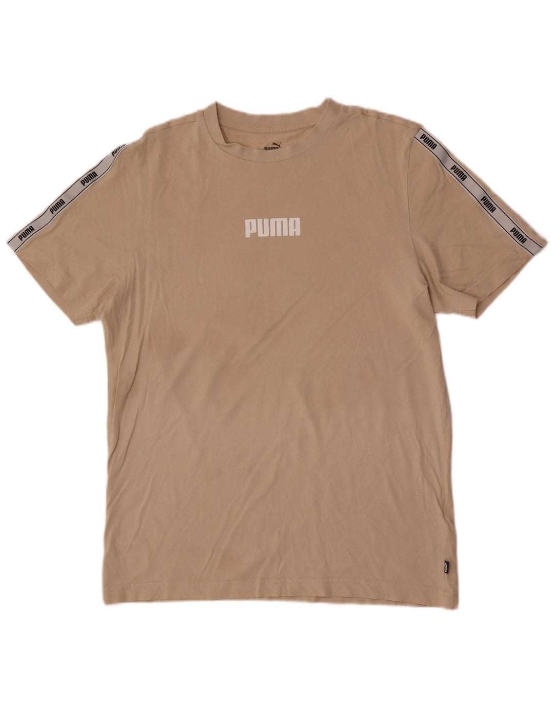 Puma Herren Grafik-T-Shirt-Oberteil aus mittelbeigefarbener Colourblock-Baumwolle