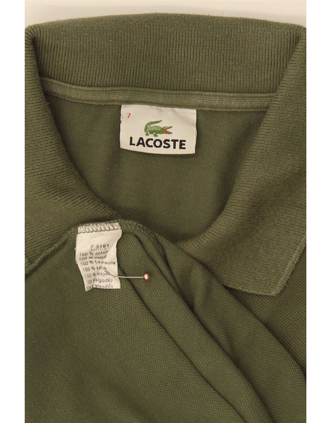 Lacoste Herren Poloshirt Größe 7 2XL Grüne Baumwolle