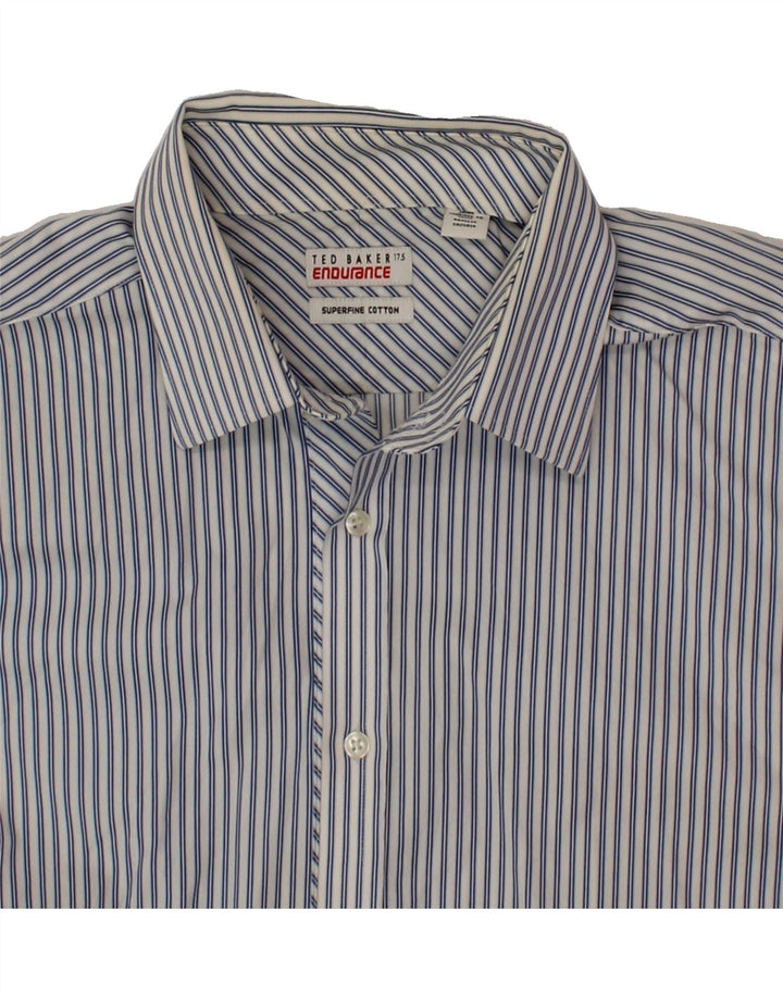 TED BAKER Mens Formal Shirt Size 17 1/2 XL Blue Striped Cotton Vintage Ted Baker and Second-Hand Ted Baker from Messina Hembry 