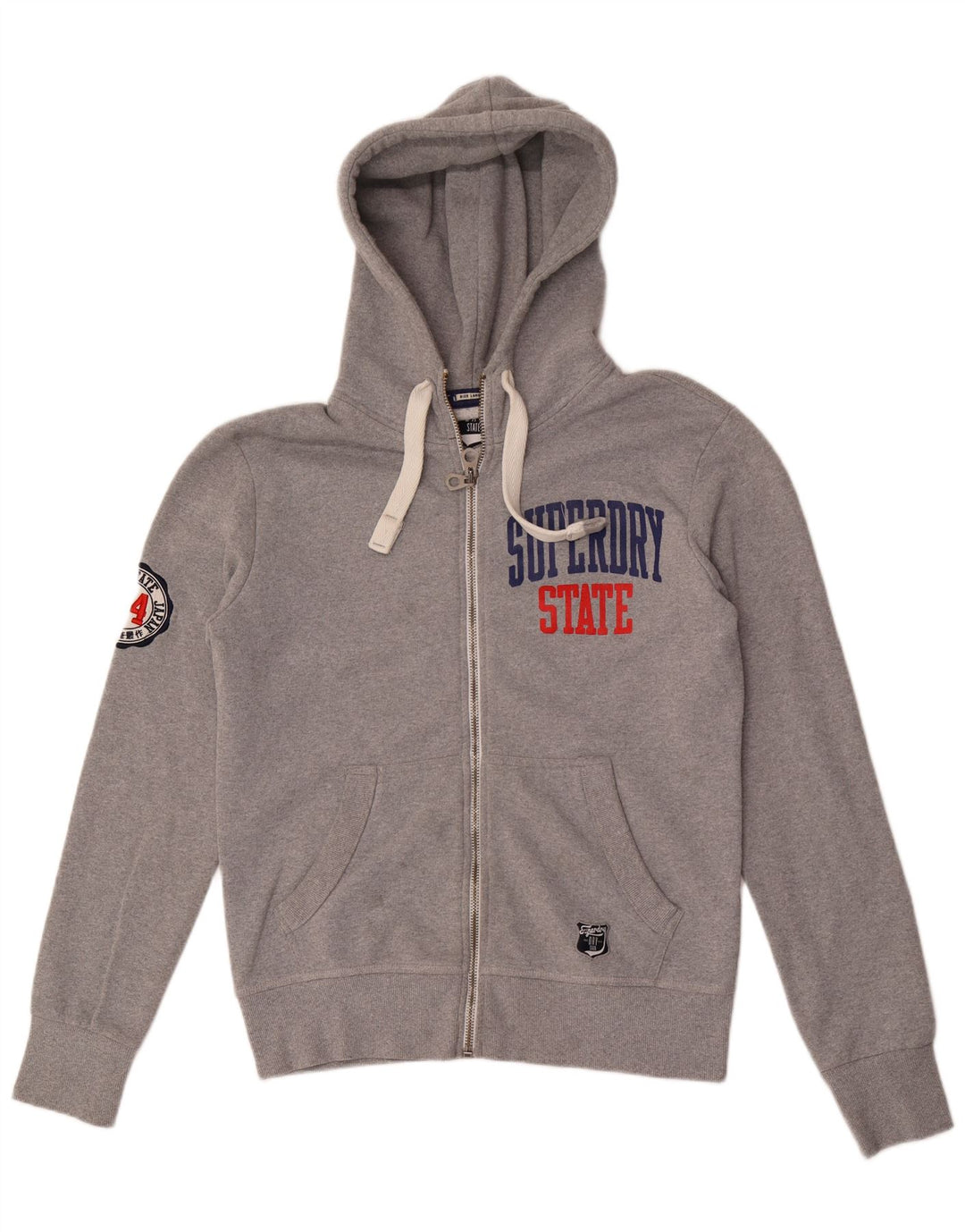 SUPERDRY Herren-Kapuzenpullover mit grafischem Reißverschluss, groß, grau, Polyester