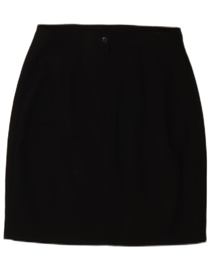 Kenzo Damen Bleistiftrock IT 40 Small W26 Schwarze Wolle