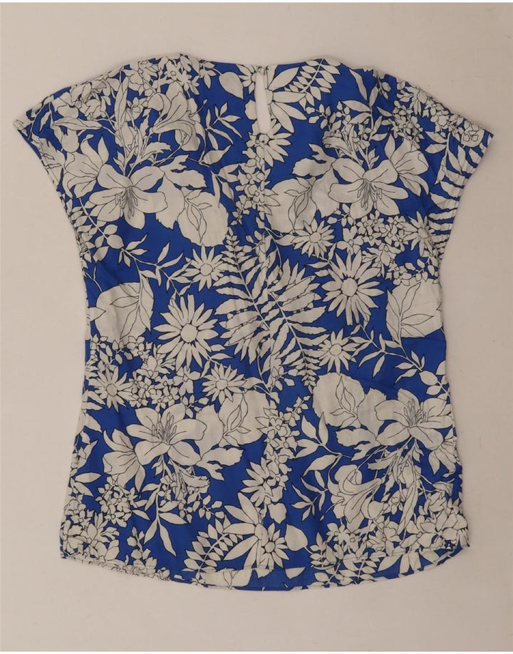 BODEN Damen-Blusenoberteil, Gr. 8, klein, Viskose mit blauem Blumenmuster