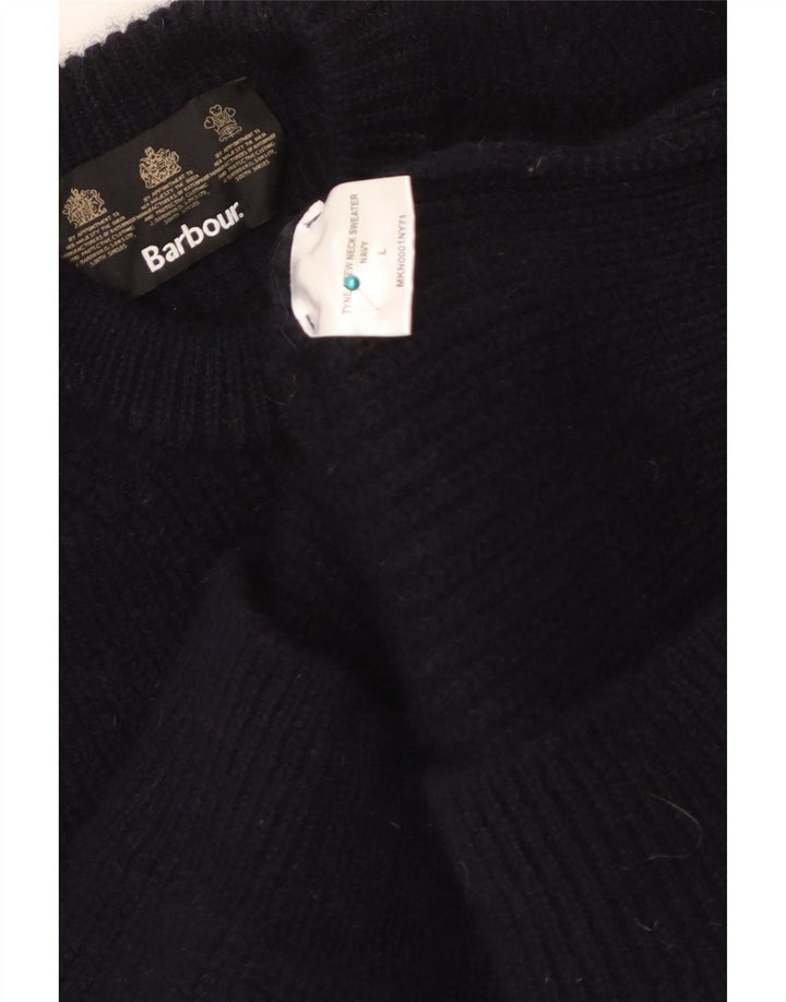 Barbour Herren-Pullover mit Rundhalsausschnitt, groß, marineblaue Schurwolle