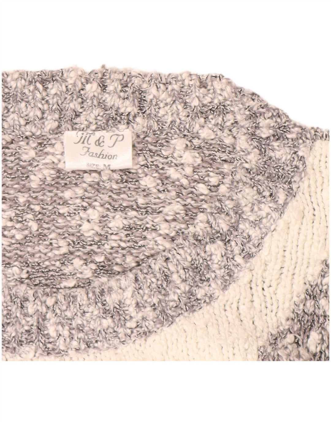 VINTAGE Damen Pullover mit Rundhalsausschnitt, UK 14, Mittelgrau, Farbblock