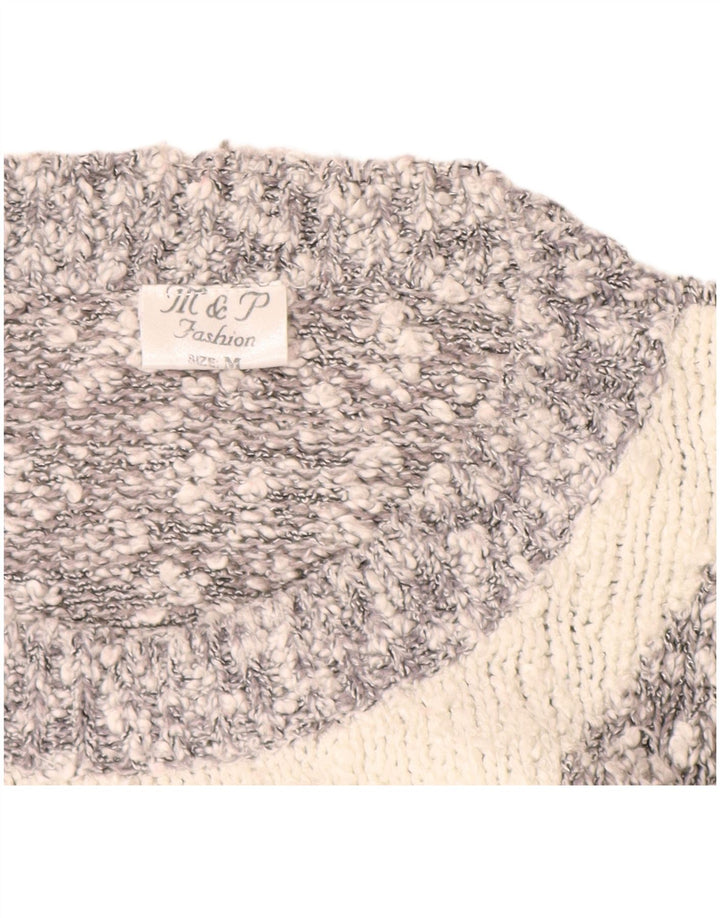 VINTAGE Damen Pullover mit Rundhalsausschnitt, UK 14, Mittelgrau, Farbblock